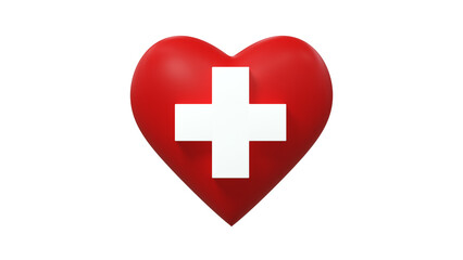 Fototapeta premium 3D Red Heart with white Cross Inlay for Healthcare and Medical Concepts