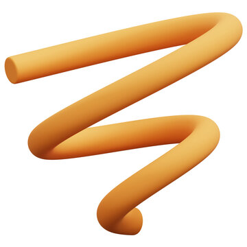 3D Orange Abstract Zigzag Curve Tube Form