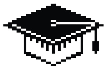 Obraz premium Graduation Cap Silhouette - Isolated Black and White Vector Graphic