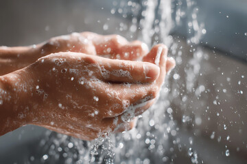 Fototapeta premium Close Up of Person Washing Hands with Soap
