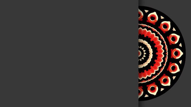 Vertical half mandala ornament on dark grey background with clean text space for professional business flyer or elegant brochure design
