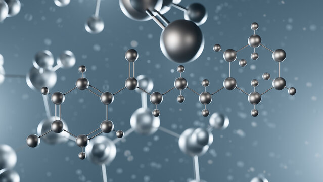 moclobemide molecular structure, 3d model molecule, reversible monoamine oxidase structural chemical formula view from a microscope
