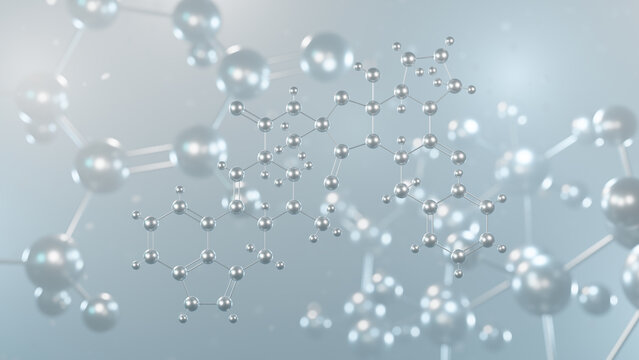 ergotamine molecular structure, 3d model molecule, vasoconstrictor structural chemical formula view from a microscope