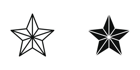Obraz premium Comparison of a simple and filled five-pointed star with internal lines