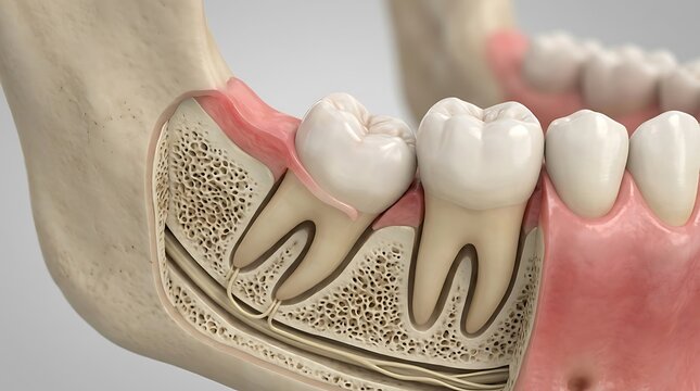 Wisdom Tooth Impaction Close Up Dental Anatomy 3D Render