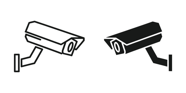 Comparison of two different styles of security surveillance cameras on brackets