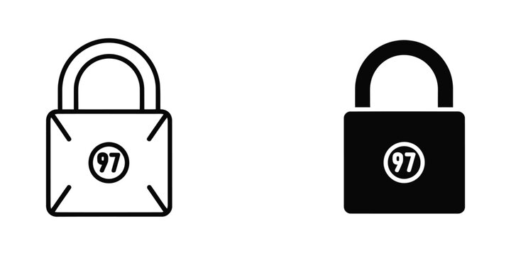 Contrast between an open and closed padlock with number ninety-seven