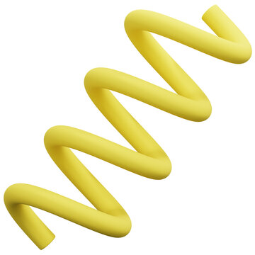 3D Yellow Abstract Zigzag Spiral Tube Shape