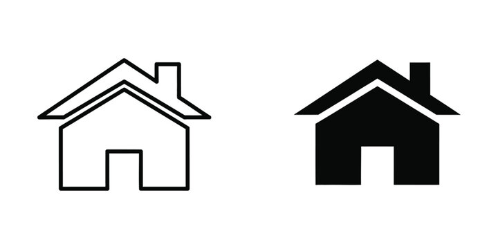 Contrast between a simple outline house and a filled-in black silhouette house