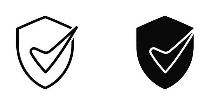 Contrast comparison of shield icons with checkmark symbols in different color schemes