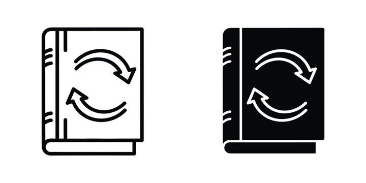 Illustrations of book pages with circular arrows indicating editing or revising actions