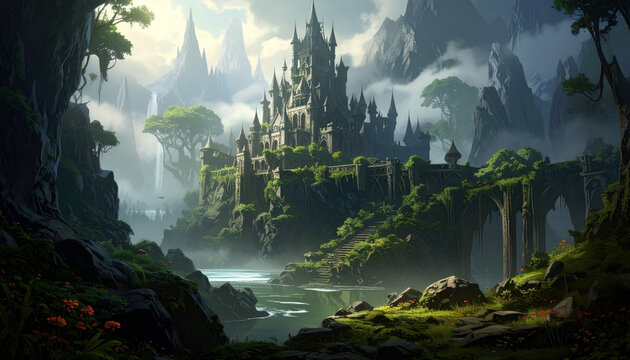 Fantasy castle landscape artwork