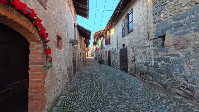 Street at Richetto in Candelo, fortified structure dating back to the late Middle Ages (13th&ndash;14th centuries).