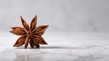 Fototapeta premium Star Anise Spice on Marble Surface with Soft Natural Lighting