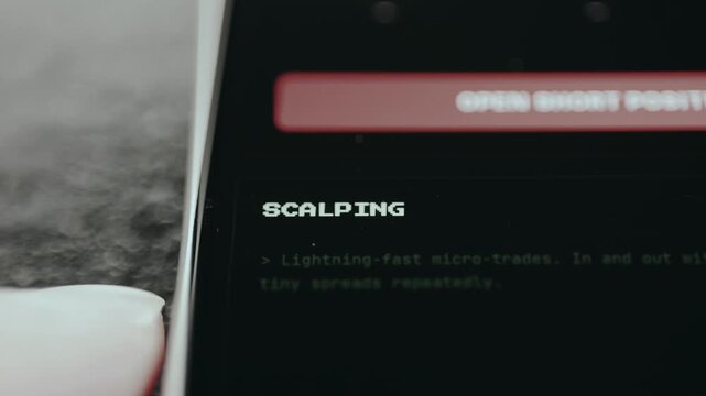 Definition for Scalping trading strategy displayed on mobile phone screen