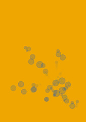 Blue circles on yellow. Abstract graphic background.