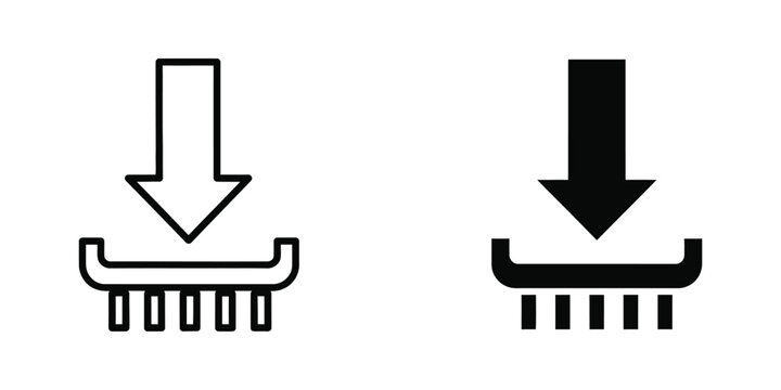 Comparison of a filled and unfilled downward arrow with a connector base