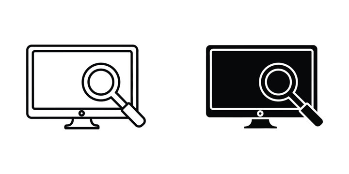 Comparison of a standard monitor and a black screen monitor under a magnifying glass
