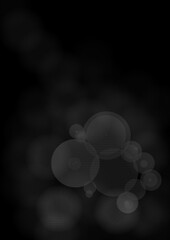 White round shapes on black. Abstract graphic background.