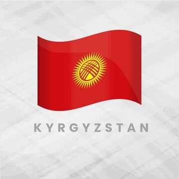 Kyrgyzstan Flag Waving 3D Animation; Kyrgyz National Symbol on Textured Background