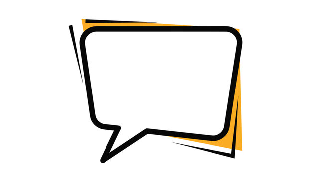 Rectangular speech bubble with yellow shadow and double border design suitable for comic or social media messaging.