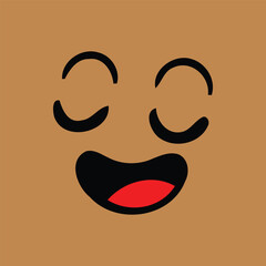 Obraz premium Smiling face vector illustration with laughing expression and red tongue