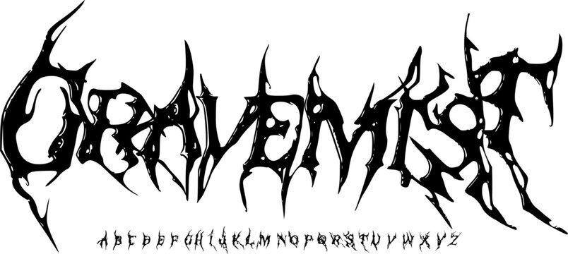 GraveMist Extreme Black Metal Font Alphabet &ndash; Chaotic Thorny Display Typeface with Brutal Dark Aesthetic for Death Metal Logos, Underground Branding, Album Covers & Horror Typography Design