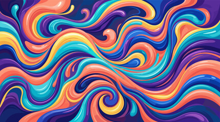 Obraz premium A dynamic abstract background with vibrant, flowing liquid swirls in orange, blue, and purple. This energetic illustration is perfect for creative projects, web design, and posters.