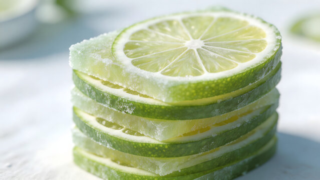 Stacked lime slices with sugar coating