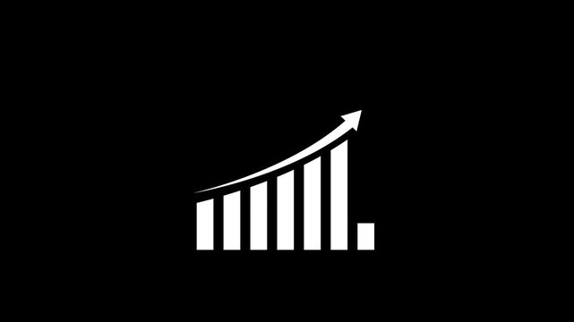 Business growth concept in graph chart showing marketing sales profit increasing to future target. growing business concept. Clean Hi-tech style technology chart with a grid.4k video black background