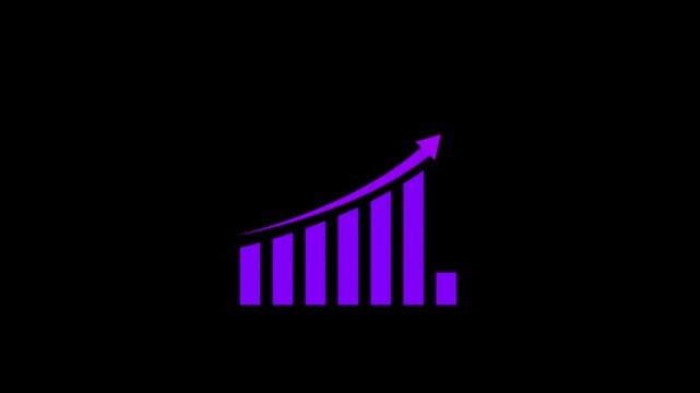 Business growth concept in graph chart showing marketing sales profit increasing to future target. growing business concept. Clean Hi-tech style technology chart with a grid.4k video black background