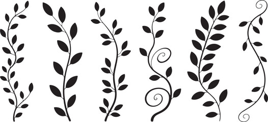 vine leaf ornament vector illustration six vertical vine motifs © AIcon Star