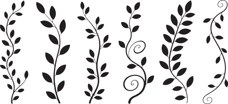vine leaf ornament vector illustration six vertical vine motifs