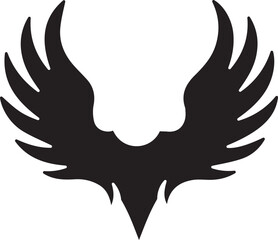 Naklejka premium Stylised Black Wings Silhouette Vector Icon Isolated on White Background