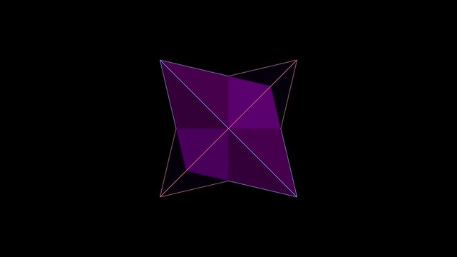 Rotating Merkaba Sacred Geometry Symbol, Transparent Seamless Loop Animation (Alpha)