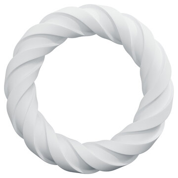 3D White Abstract Twisted Rope Circle Torus Shape