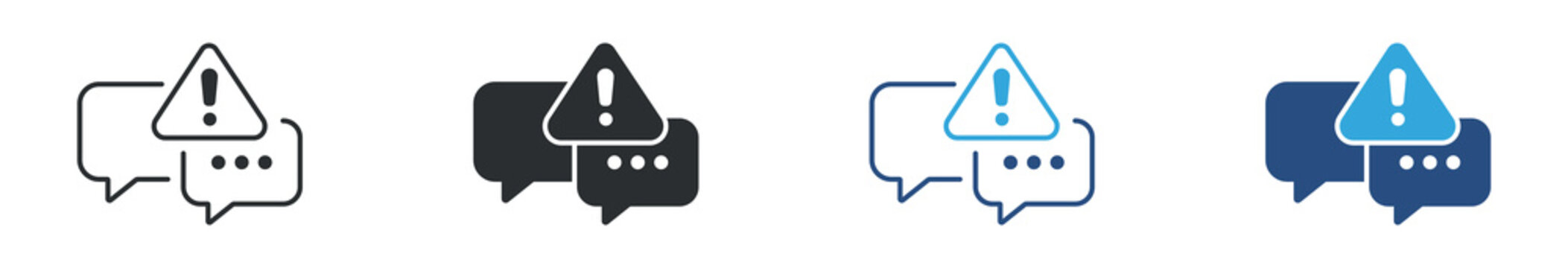 Message Alert Icon Set, Chat Notification and Warning Symbols, Communication Error and Attention Icons, Vector Illustration