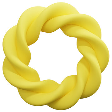 3D Yellow Abstract Twisted Rope Ring Torus Shape