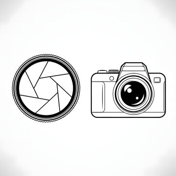 Camera and Aperture Line Icons &ndash; Minimal Photography Vector Set