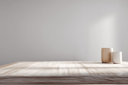Empty Table with Soft Light and Neutral Background