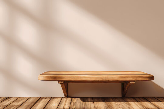 Empty Wooden Table with Warm Natural Light