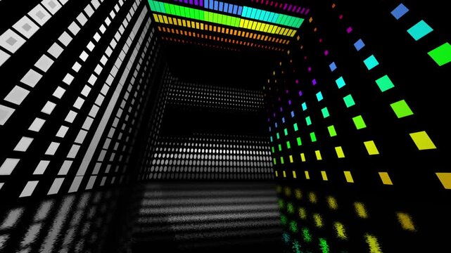 4k colorful abstract background dance floor several shining Stage lights 4k Floodlights shining brightly turning on-off Floodlight Lights kaleidoscope 4k Wall Lights Bulb Halogen Headlamp Lamp Night