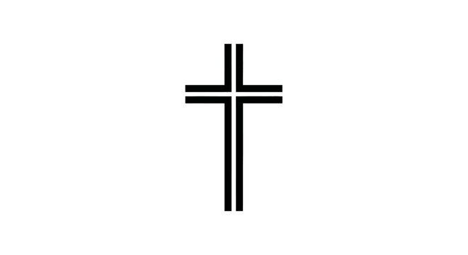 Simple Black Christian Cross Symbol.
