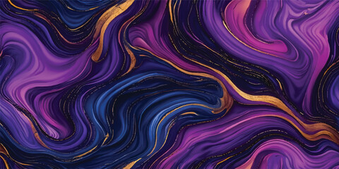 Obraz premium Abstract colorful purple background with flowing digital waves and liquid silk texture creates a vibrant artistic wallpaper design featuring blue light curves and a swirling paint backdrop
