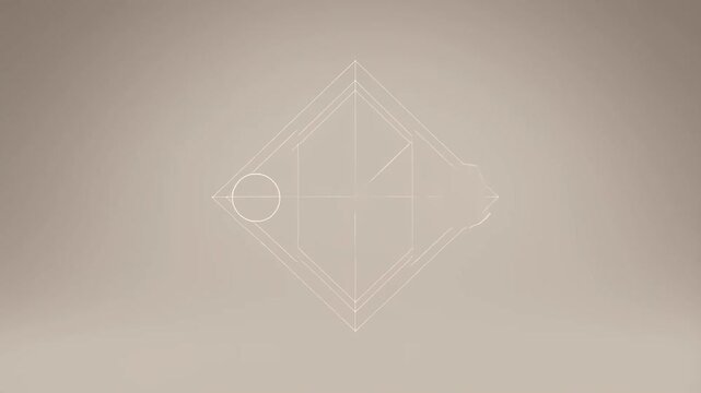 Minimal geometric hud interface with simple shapes and lines on soft beige background abstract design concept hud interface