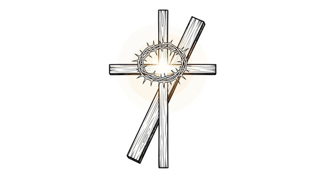 Cross with sunburst design element.
