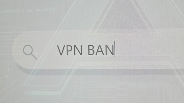 Users enter search queries related to VPN blocking. The sequences show keyword entries reflecting issues and discussions in the digital space