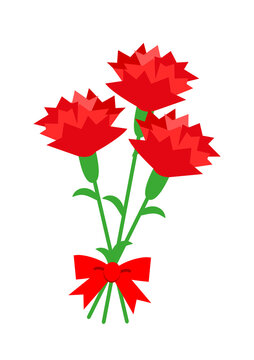 母の日 リボンで束ねたカーネーションのイラスト素材