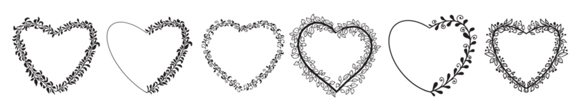 doodle elegant heart frame border monogram in doodle style