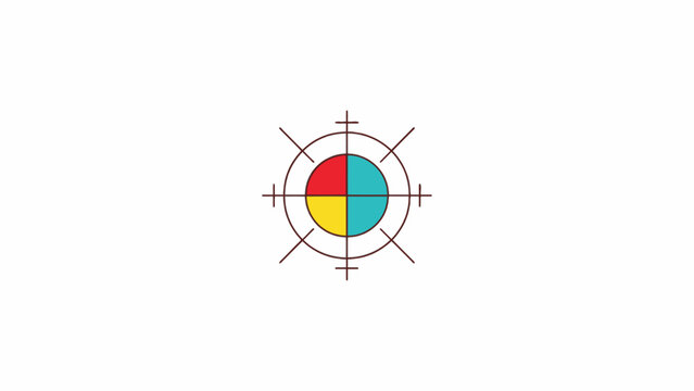 Minimalist Navigation Compass Icon with Color Quadrants